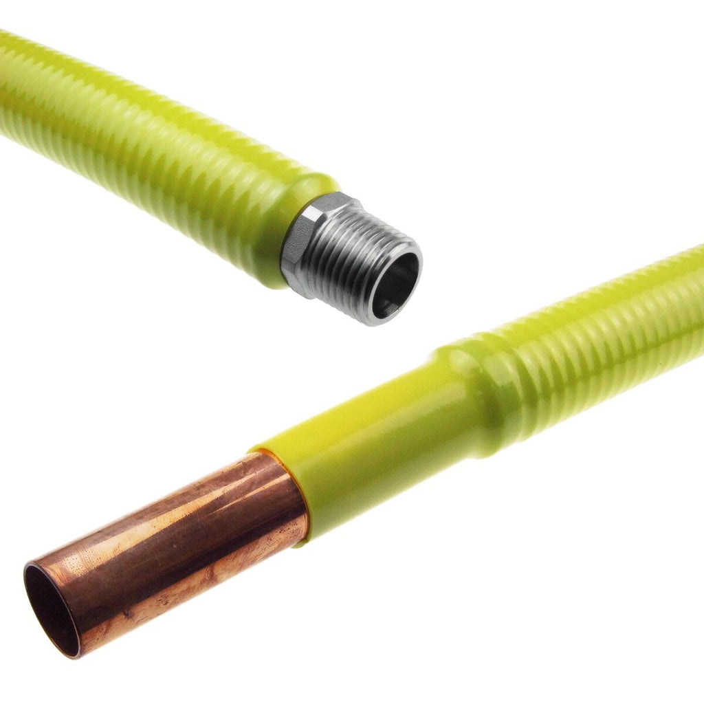 CARAVAN GAS HOSE 22mm COPPER PIPE x 1/2" BSP MALE FLEXIBLE 1.2M STAINLESS STEEL