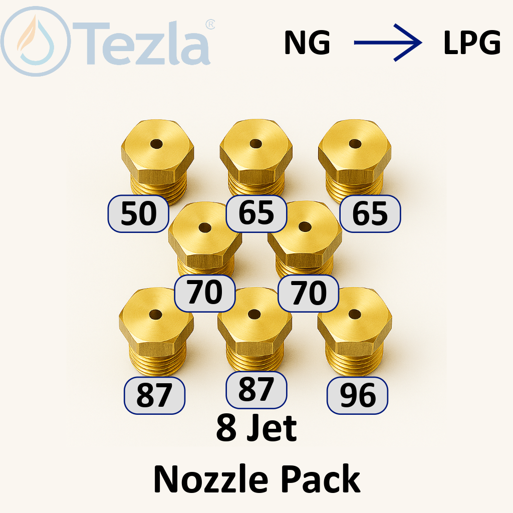 Set Of 8 x  LPG Jet Nozzles for Hob Gas 1 x 50, 2 x 65, 2 x 70, 2 x 87 1 x 96