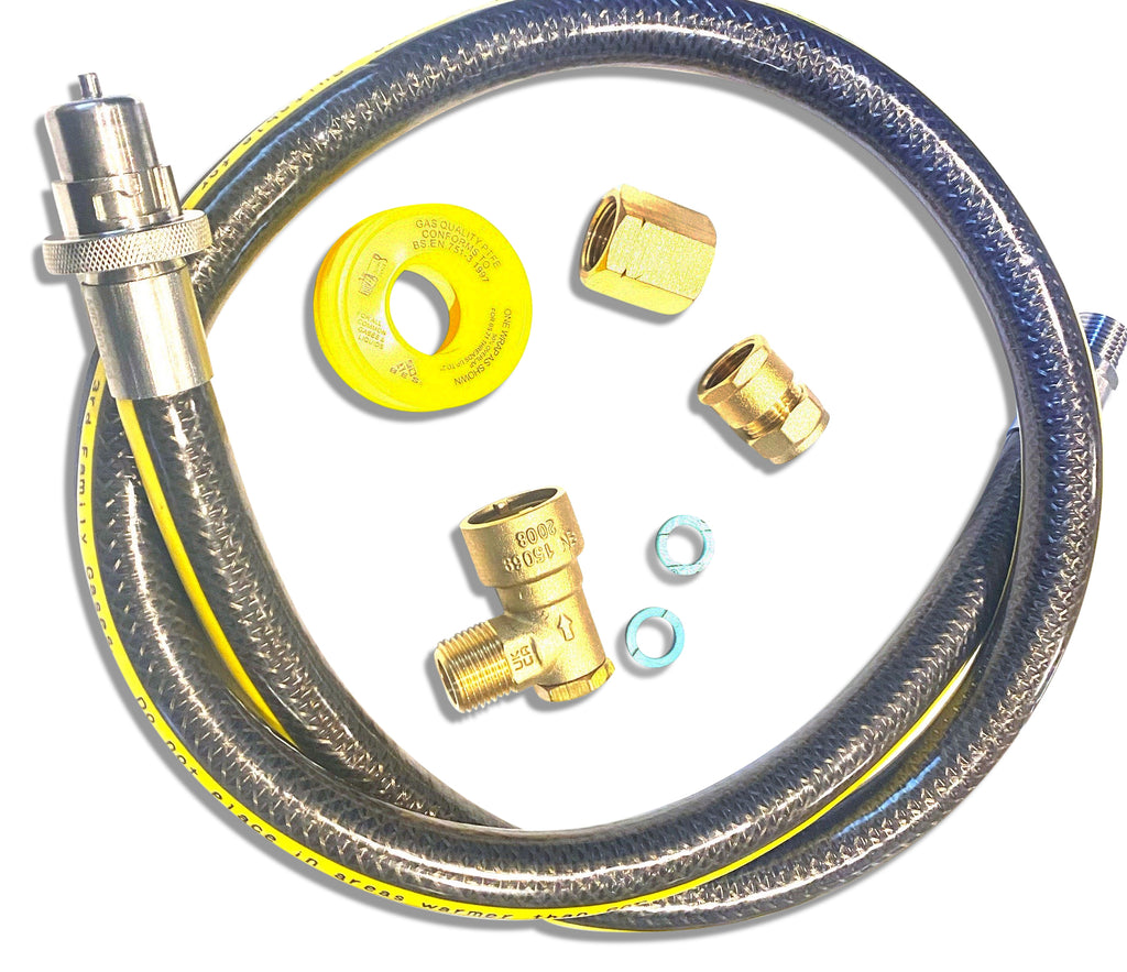 Leisure Gas Cooker Installation Kit Inc Bayonet Hose, Inlet Adaptor, PTFE, Compression, Bayonet