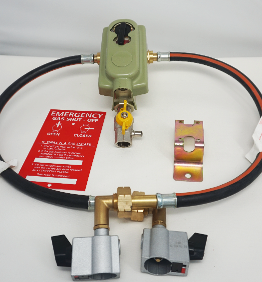 RF6030 Automatic Changeover Gas Regulator Kit with OPSO ROI and 27mm Gas Cylinder Adaptors