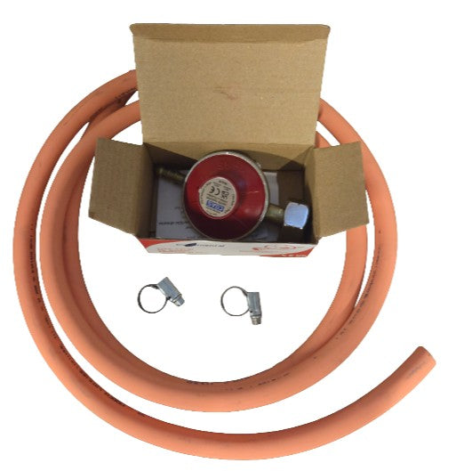 37mbar Propane Screw-On Regulator Kit – Hose & Clips F-Valve Irish Nut