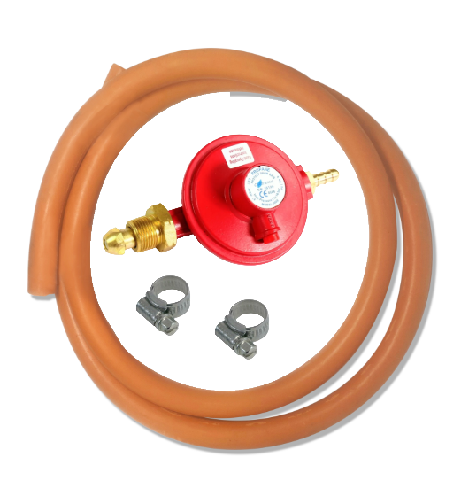 Propane Gas Regulator Kit R700E 37mbar 4kg/h with 2m 8mm Hose & Clips (POL)