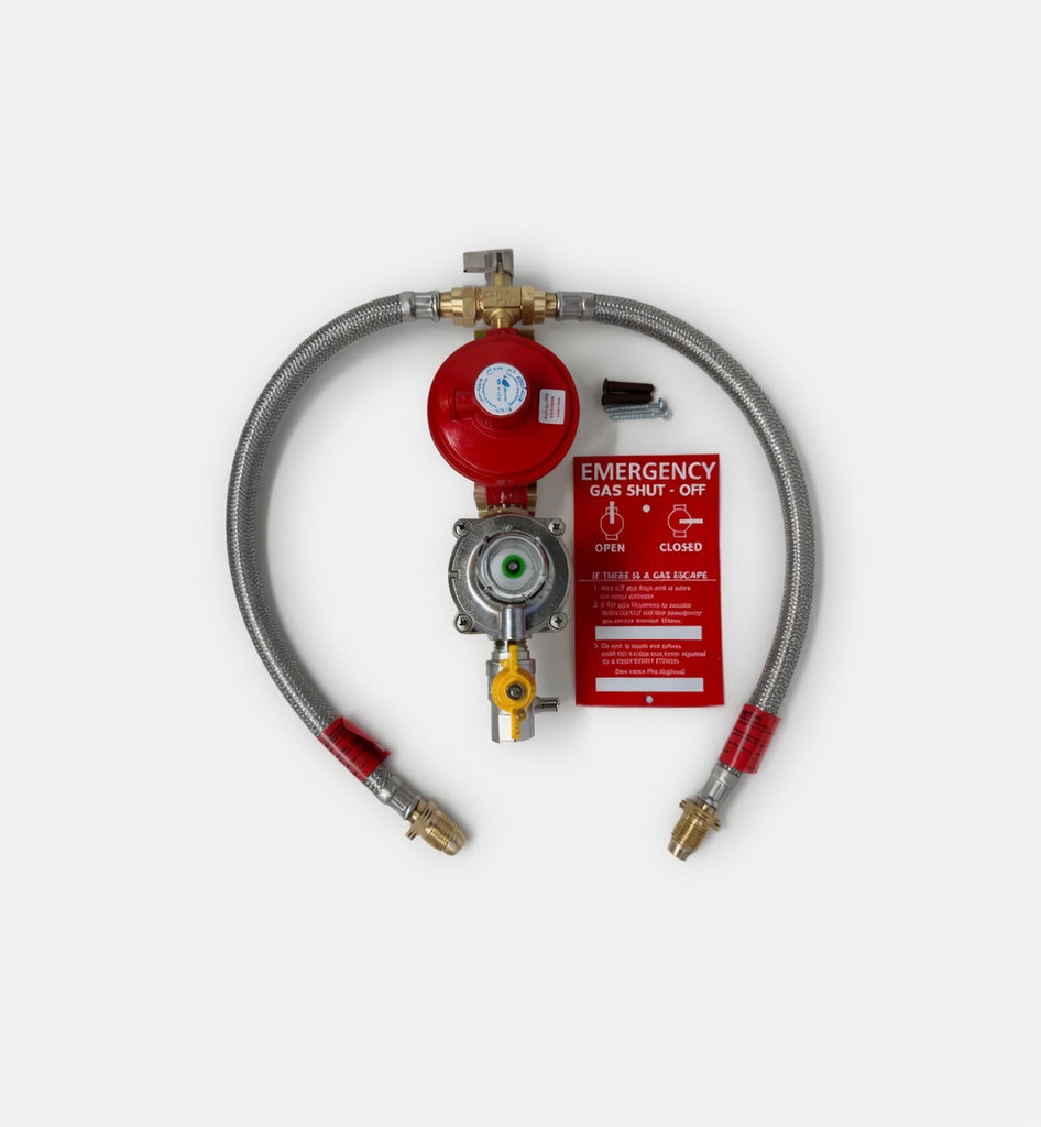 OPSO LPG Twin Manual Changeover Gas Regulator Kit - Braided UK POL