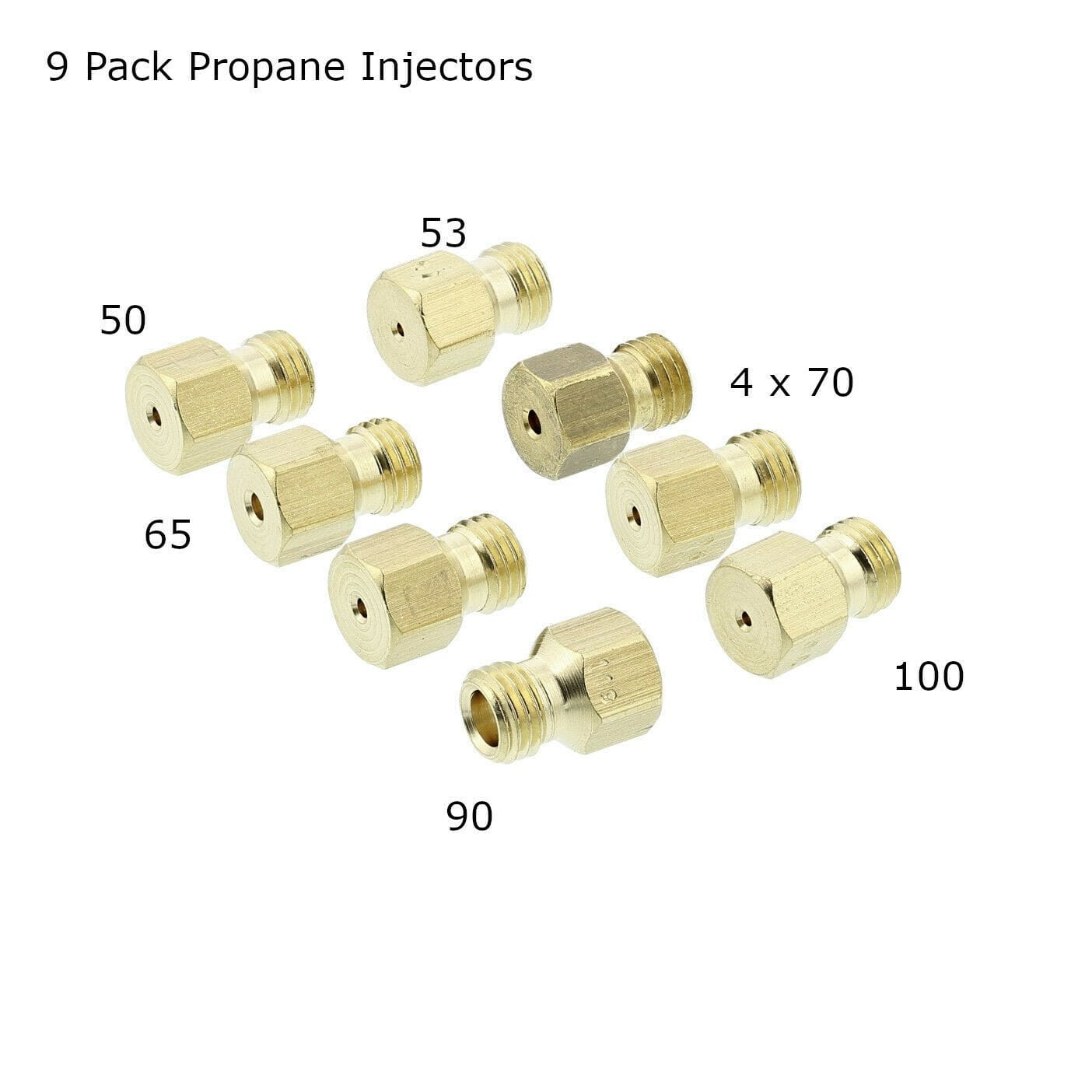 Pack of 9 LPG Propane U-LPG Jets 1 x 50 1 x 53 1 x 65 4 x 70 1 x 90 1 ...
