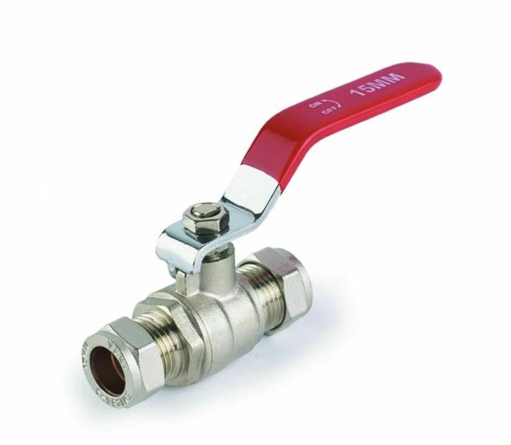 1 and a 1/4" Lever Ball Valve Red