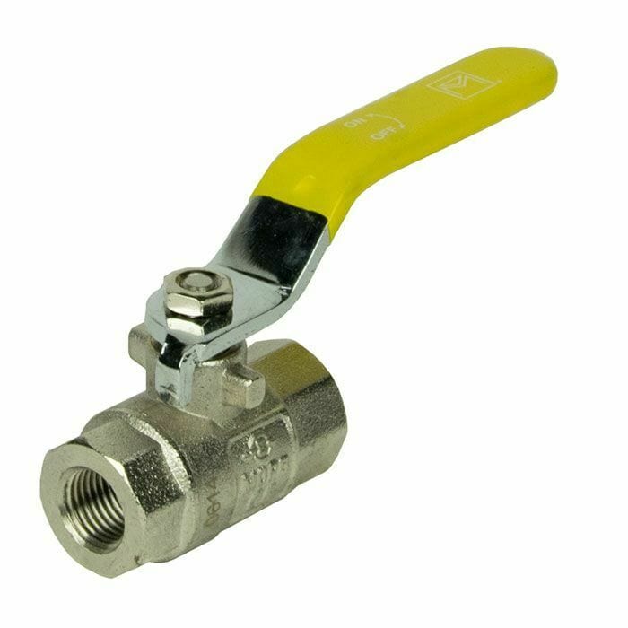 Midbrass 1" Lever Gas Ball Valve - 1" BSP TF Yellow Lever Handle