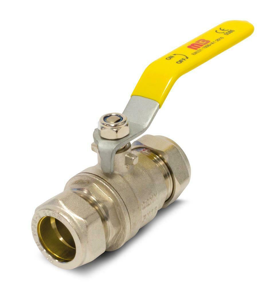 15mm Universal Gas Water Full Bore Lever Ball Valve PN25 Yellow Sleeve