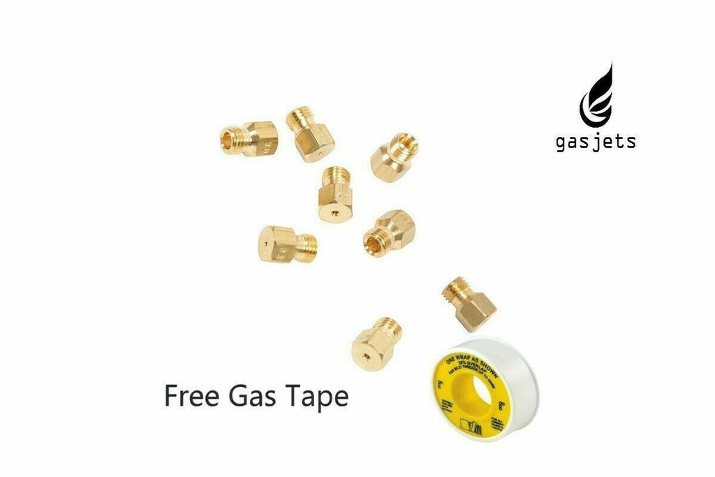 6 LPG Jet Nozzle Hob Kit 2x50 x 65 x87 with Free Roll of PTFE Gas Tape