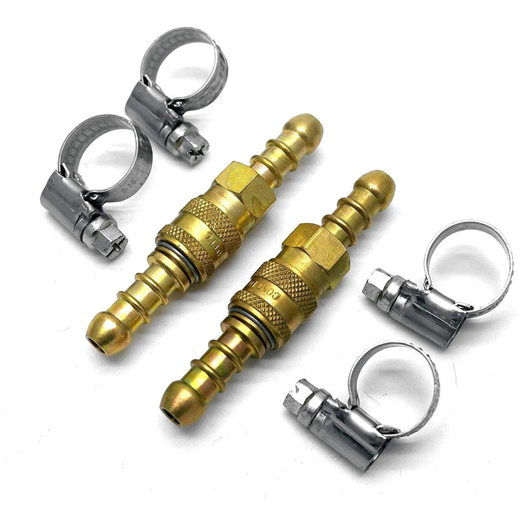 2 X Quick Release Fittings Coupling for 8mm propane-butane Hose + 4 Clips